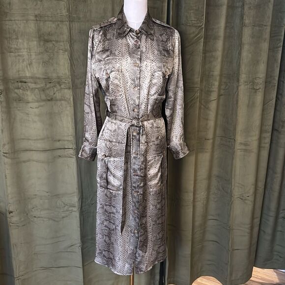 Ralph Lauren purple label 100% silkSnakeskin-Print Shirt Dress, US10 - Picture 4 of 11